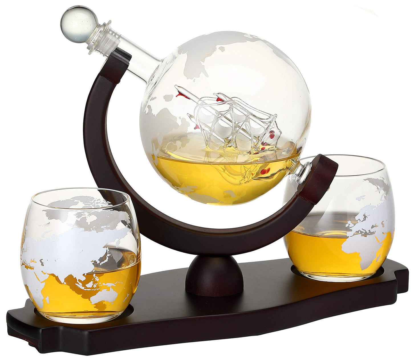 Whiskey Globe Decanter Set with 2 Glasses