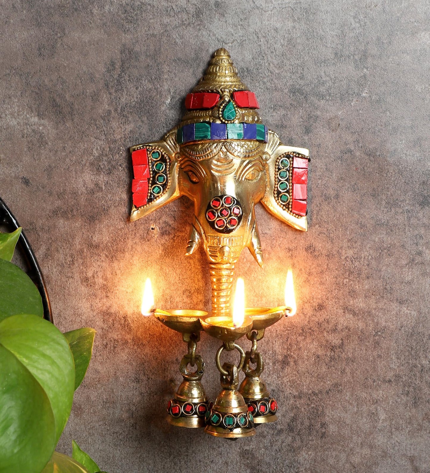 Brass Ganesha Wall Hanging Diya