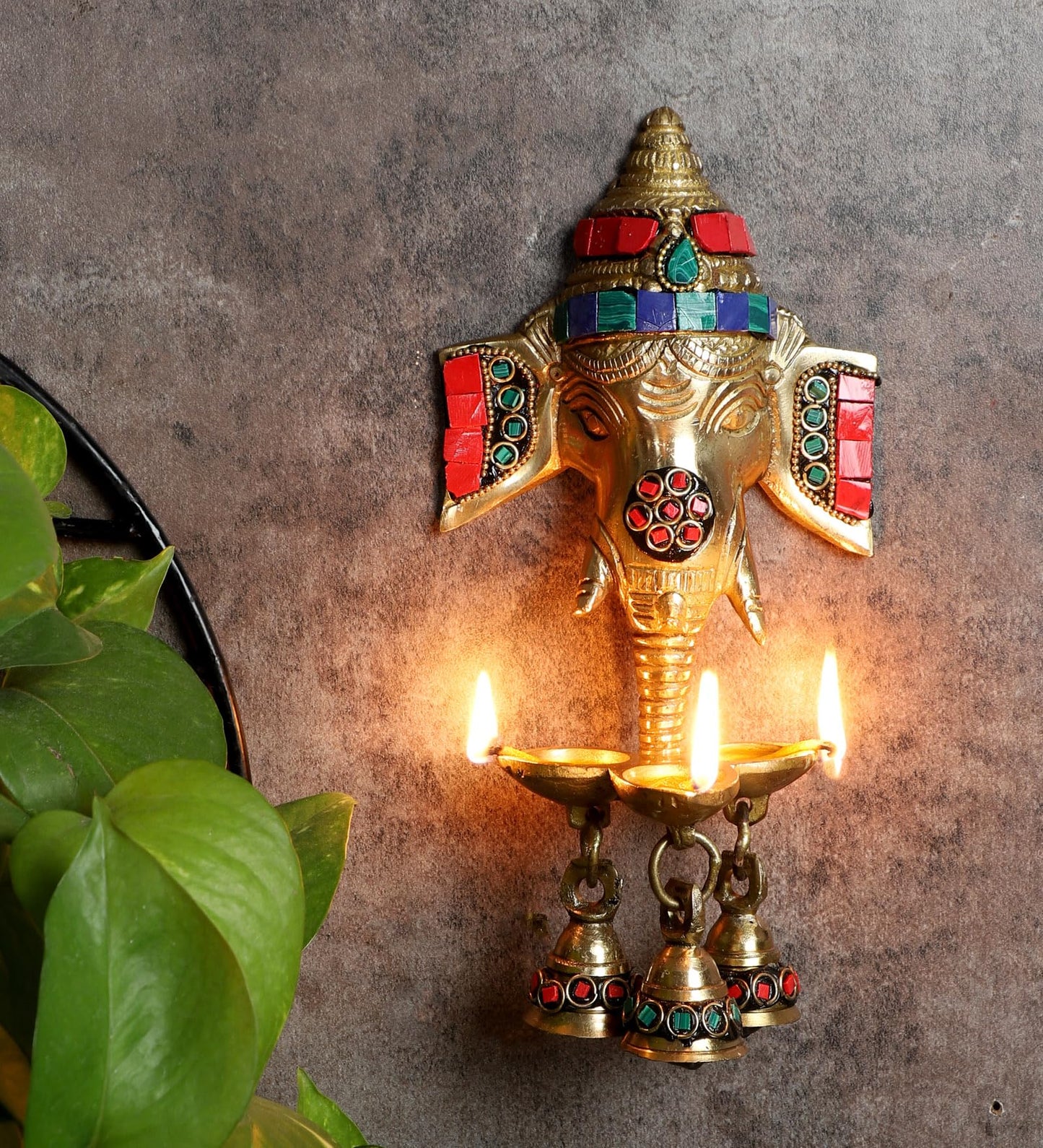 Brass Ganesha Wall Hanging Diya